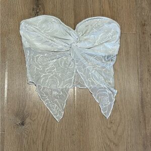 White Lace Strapless Top